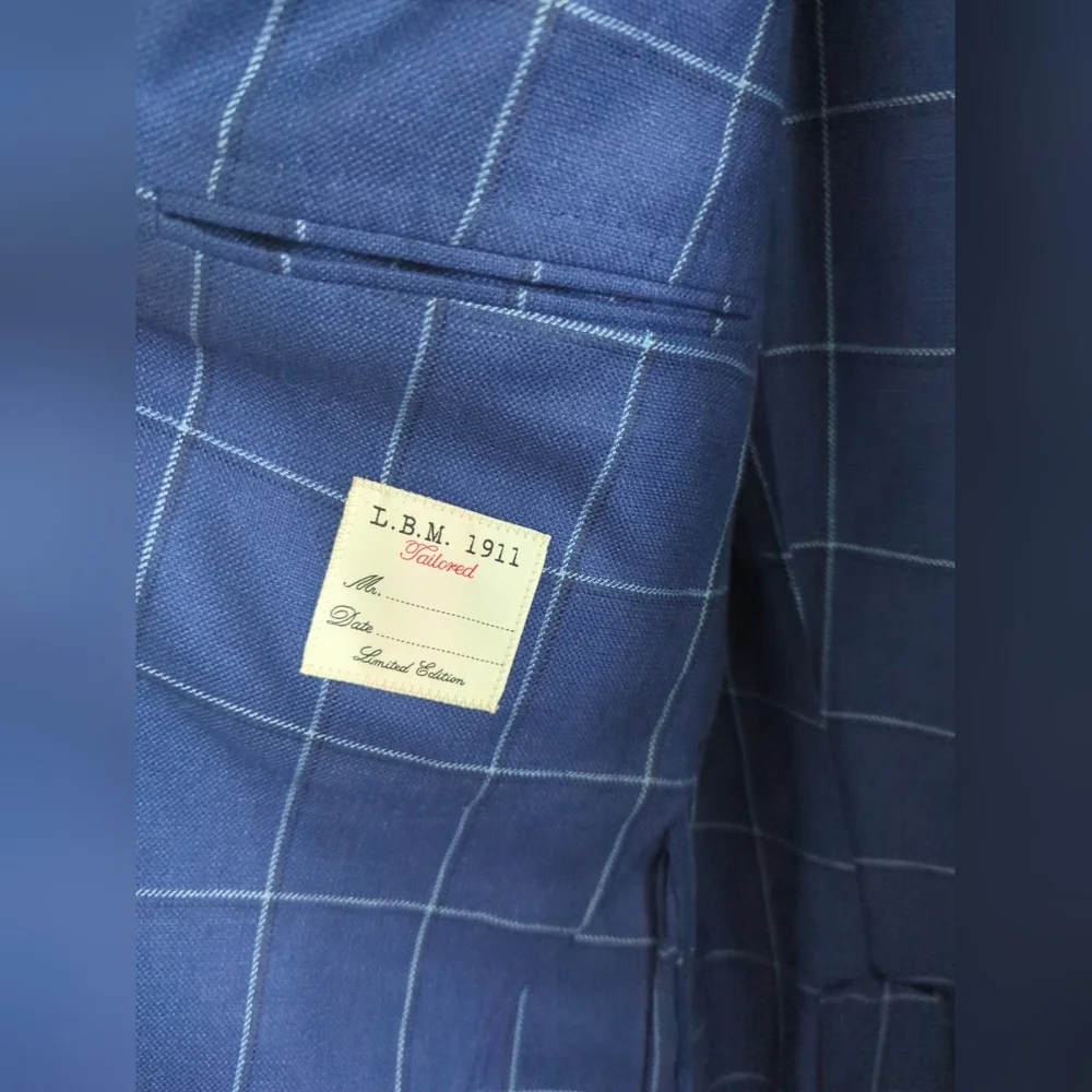 L.B.M. 1911 Italian Wool Silk Viscose Windowpane Blazer Sport Coat  56R